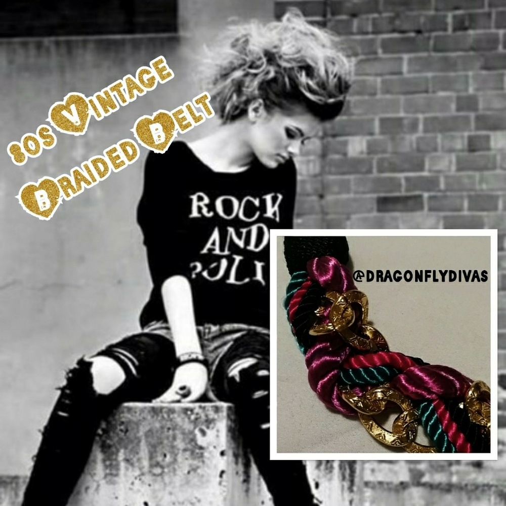 VTG 80s Braided Rope & Gold Link Belt